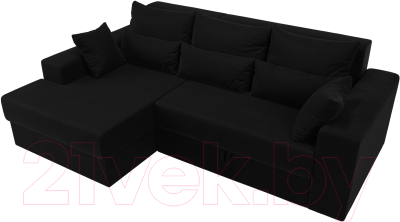 Диван угловой Лига Диванов Майами 15 левый (микровельвет черный)