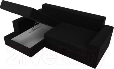 Диван угловой Лига Диванов Майами 15 левый (микровельвет черный)