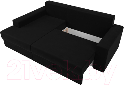 Диван угловой Лига Диванов Майами 15 левый (микровельвет черный)