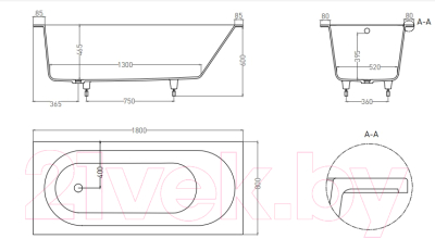 Ванна из искусственного мрамора Umy Home Umy In 180x80 / UG10912 (U-Coat, глянцевый)