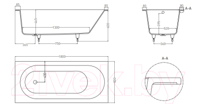 Ванна из искусственного мрамора Umy Home Umy In 180x80 / UG10912RF