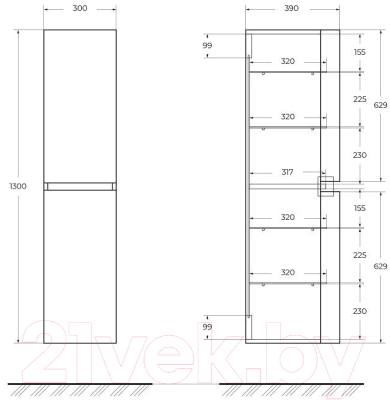 Шкаф-пенал для ванной Cezares 44325