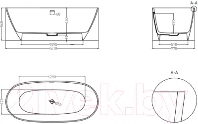 Ванна из искусственного мрамора Umy Home Noa Kit 162x77 / UG10511