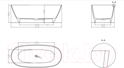 Ванна из искусственного мрамора Umy Home Noa Light 162x77 / UM10321