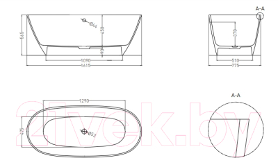 Ванна из искусственного мрамора Umy Home Noa Light 162x77 / UM10421