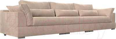 Диван Лига Диванов Пекин Long (велюр бежевый) - фото