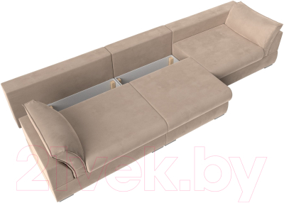 Диван Лига Диванов Пекин Long (велюр бежевый)