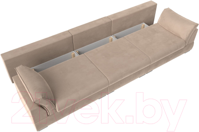 Диван Лига Диванов Пекин Long (велюр бежевый)
