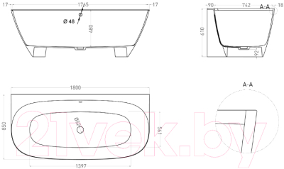 Ванна из искусственного мрамора Umy Home Side 170x80 / UM10721RF