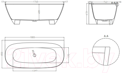 Ванна из искусственного мрамора Umy Home Side 180x85 / UM10622