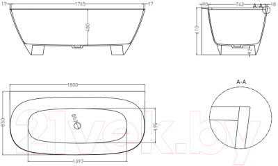 Ванна из искусственного мрамора Umy Home Side 180x85 / UM10622RF