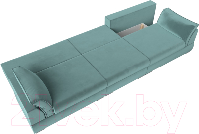 Диван Лига Диванов Пекин Long (велюр бирюзовый)