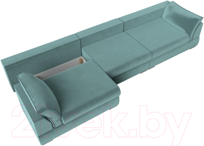 Диван Лига Диванов Пекин Long (велюр бирюзовый)