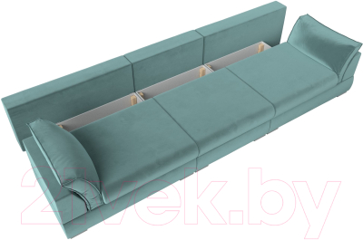Диван Лига Диванов Пекин Long (велюр бирюзовый)
