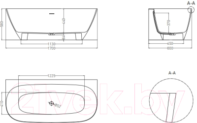 Ванна из искусственного мрамора Umy Home Side Kit 170x80 / UM10821