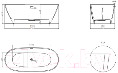 Ванна из искусственного мрамора Umy Home Noa Kit 170x80 / UG10512