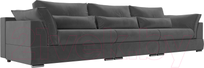 Диван Лига Диванов Пекин Long (велюр серый) - фото