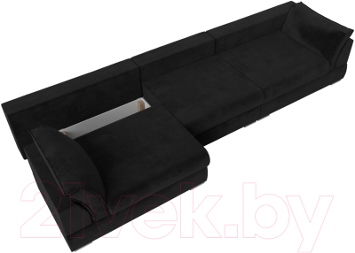 Диван Лига Диванов Пекин Long (велюр черный)