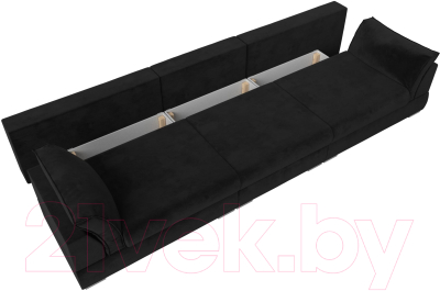 Диван Лига Диванов Пекин Long (велюр черный)