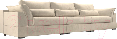 Диван Лига Диванов Пекин Long (микровельвет бежевый) - фото
