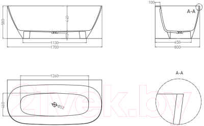 Ванна из искусственного мрамора Umy Home Side 170x80 / UG10611RF