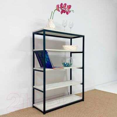 Стеллаж Millwood Лофт CH-5 80x30x110 (дуб белый Craft/металл черный)