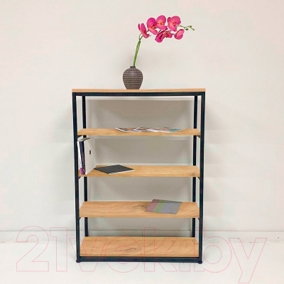 Стеллаж Millwood Лофт CH-5 80x30x110 (дуб золотой Craft/металл черный)