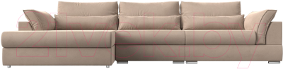 Диван угловой Лига Диванов Пекин Long левый (велюр бежевый)