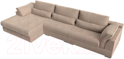 Диван угловой Лига Диванов Пекин Long левый (велюр бежевый)