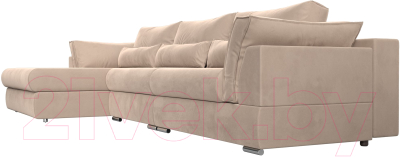 Диван угловой Лига Диванов Пекин Long левый (велюр бежевый)