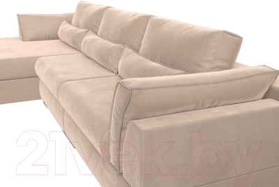 Диван угловой Лига Диванов Пекин Long левый (велюр бежевый)