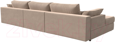 Диван угловой Лига Диванов Пекин Long левый (велюр бежевый)
