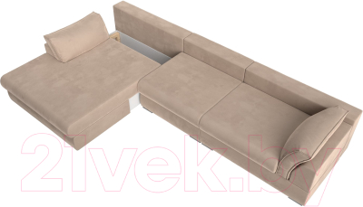 Диван угловой Лига Диванов Пекин Long левый (велюр бежевый)