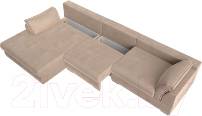 Диван угловой Лига Диванов Пекин Long левый (велюр бежевый)