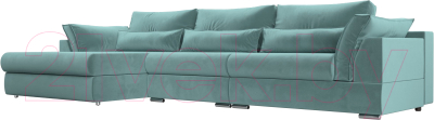 Диван угловой Лига Диванов Пекин Long левый (велюр бирюзовый) - фото