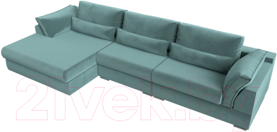 Диван угловой Лига Диванов Пекин Long левый (велюр бирюзовый)