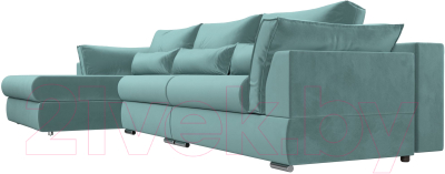 Диван угловой Лига Диванов Пекин Long левый (велюр бирюзовый)
