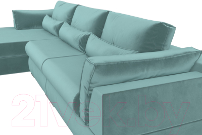 Диван угловой Лига Диванов Пекин Long левый (велюр бирюзовый)