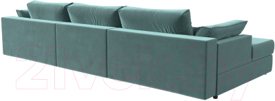 Диван угловой Лига Диванов Пекин Long левый (велюр бирюзовый)