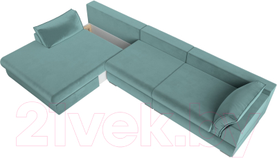 Диван угловой Лига Диванов Пекин Long левый (велюр бирюзовый)