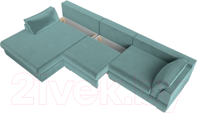 Диван угловой Лига Диванов Пекин Long левый (велюр бирюзовый)