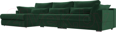Диван угловой Лига Диванов Пекин Long левый (велюр зеленый) - фото