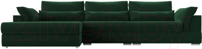 Диван угловой Лига Диванов Пекин Long левый (велюр зеленый)
