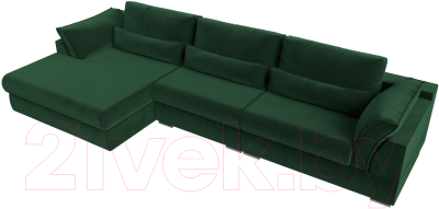 Диван угловой Лига Диванов Пекин Long левый (велюр зеленый)