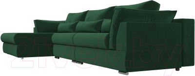 Диван угловой Лига Диванов Пекин Long левый (велюр зеленый)
