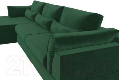 Диван угловой Лига Диванов Пекин Long левый (велюр зеленый)