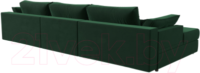 Диван угловой Лига Диванов Пекин Long левый (велюр зеленый)