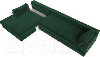 Диван угловой Лига Диванов Пекин Long левый (велюр зеленый)