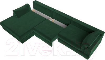 Диван угловой Лига Диванов Пекин Long левый (велюр зеленый)