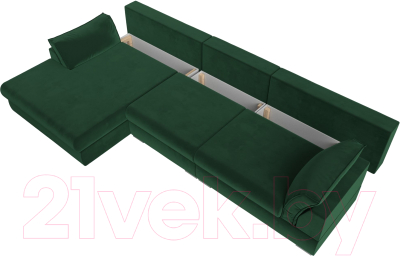 Диван угловой Лига Диванов Пекин Long левый (велюр зеленый)